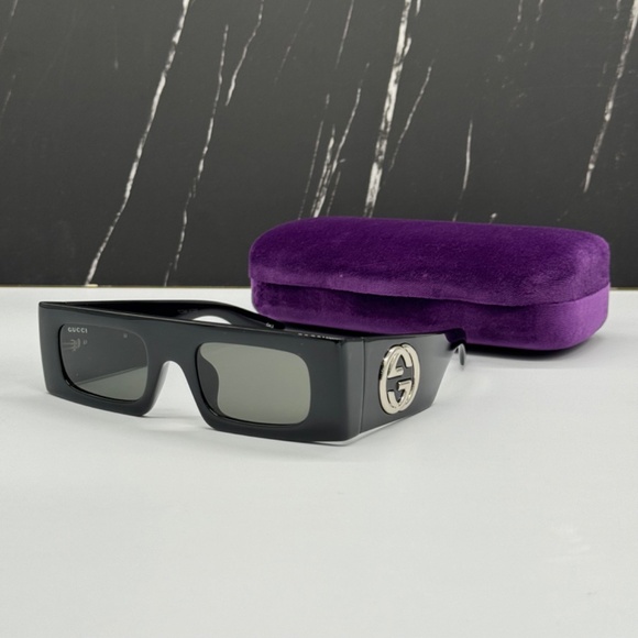 NEW GUCCI BLACK SQUARE UNISEX SUNGLASSES GUCCI - Picture 5 of 15
